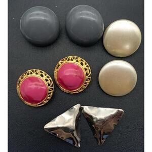 Vintage Lot Of 4 Different Pairs Of Clip On Earrings